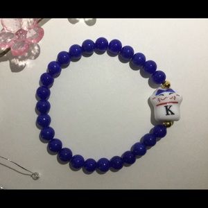 Lucky Cat Letter K Stretch Bracelet